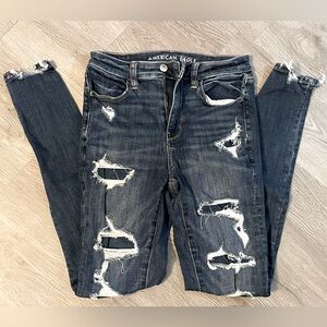American eagle high waisted distressed skinny jeans. Next level stretch.